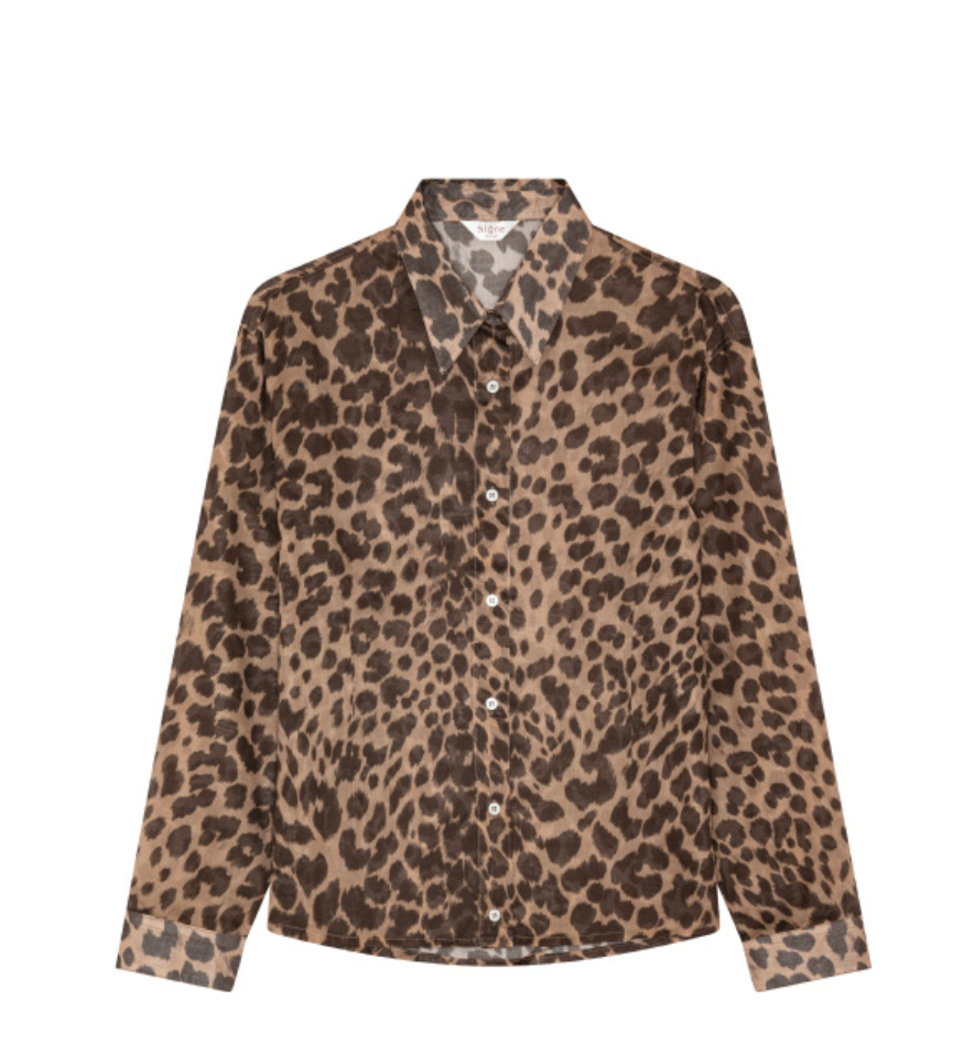VERA SHIRT IN LEOPARD TRIM